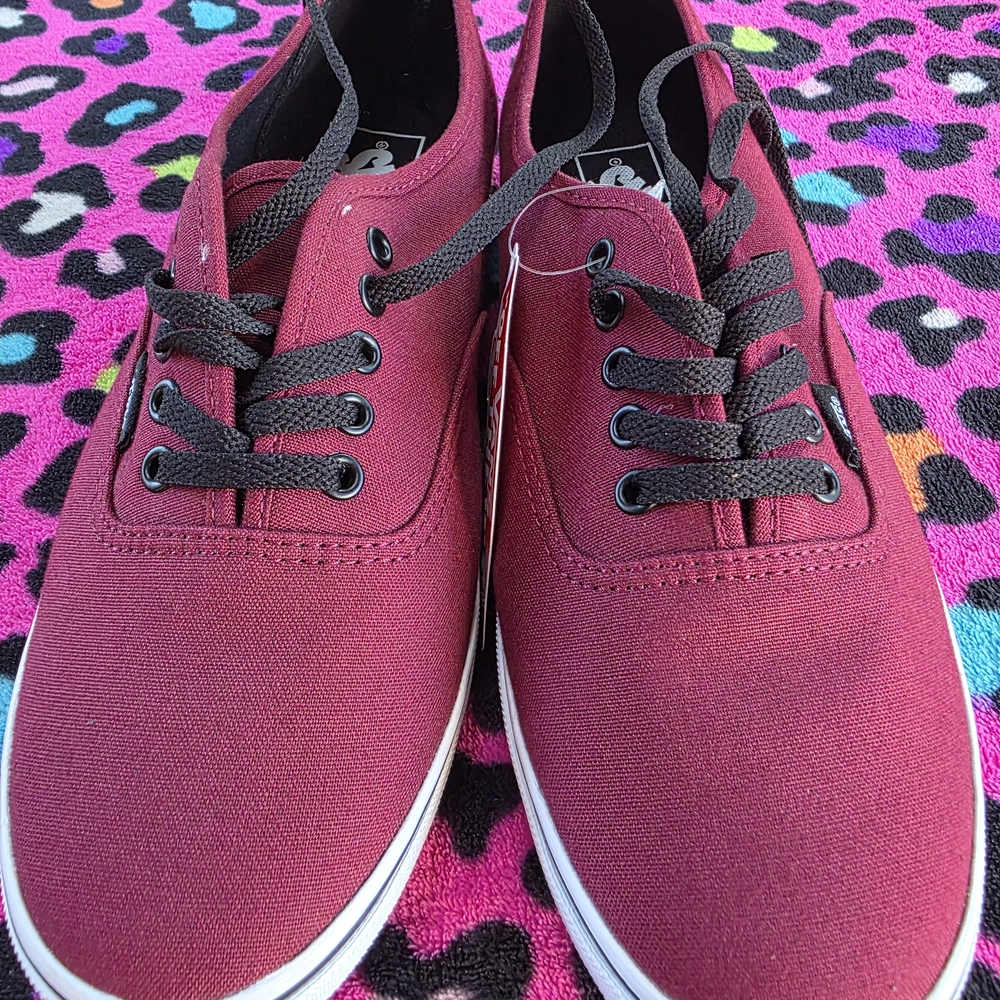 Vans Burgundy Canvas Sneakers with Black Details